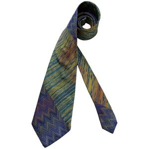 MISSONI Multicolor Geometric Silk LUXURY Tie ITALY